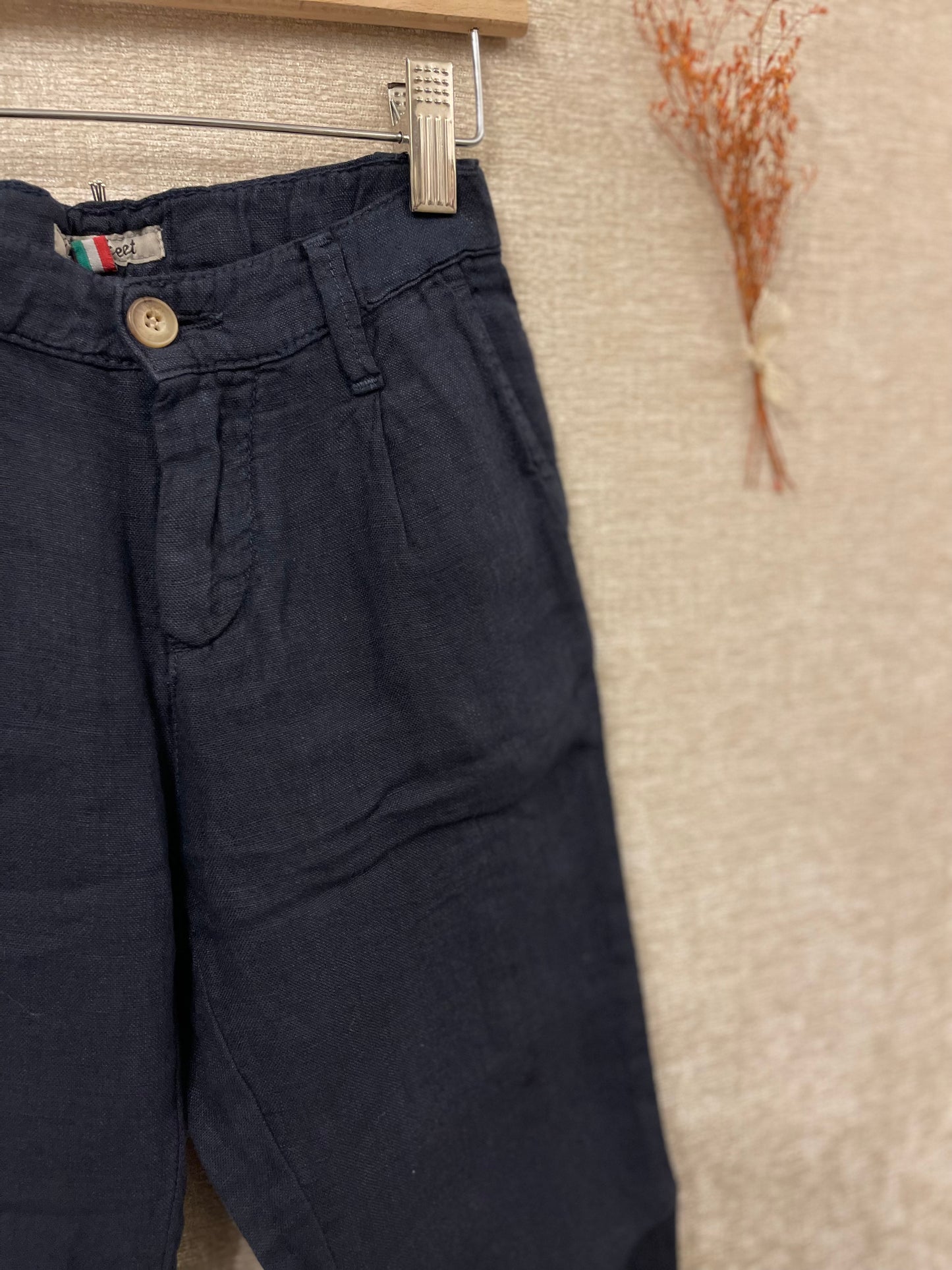 Pantalone blu in lino