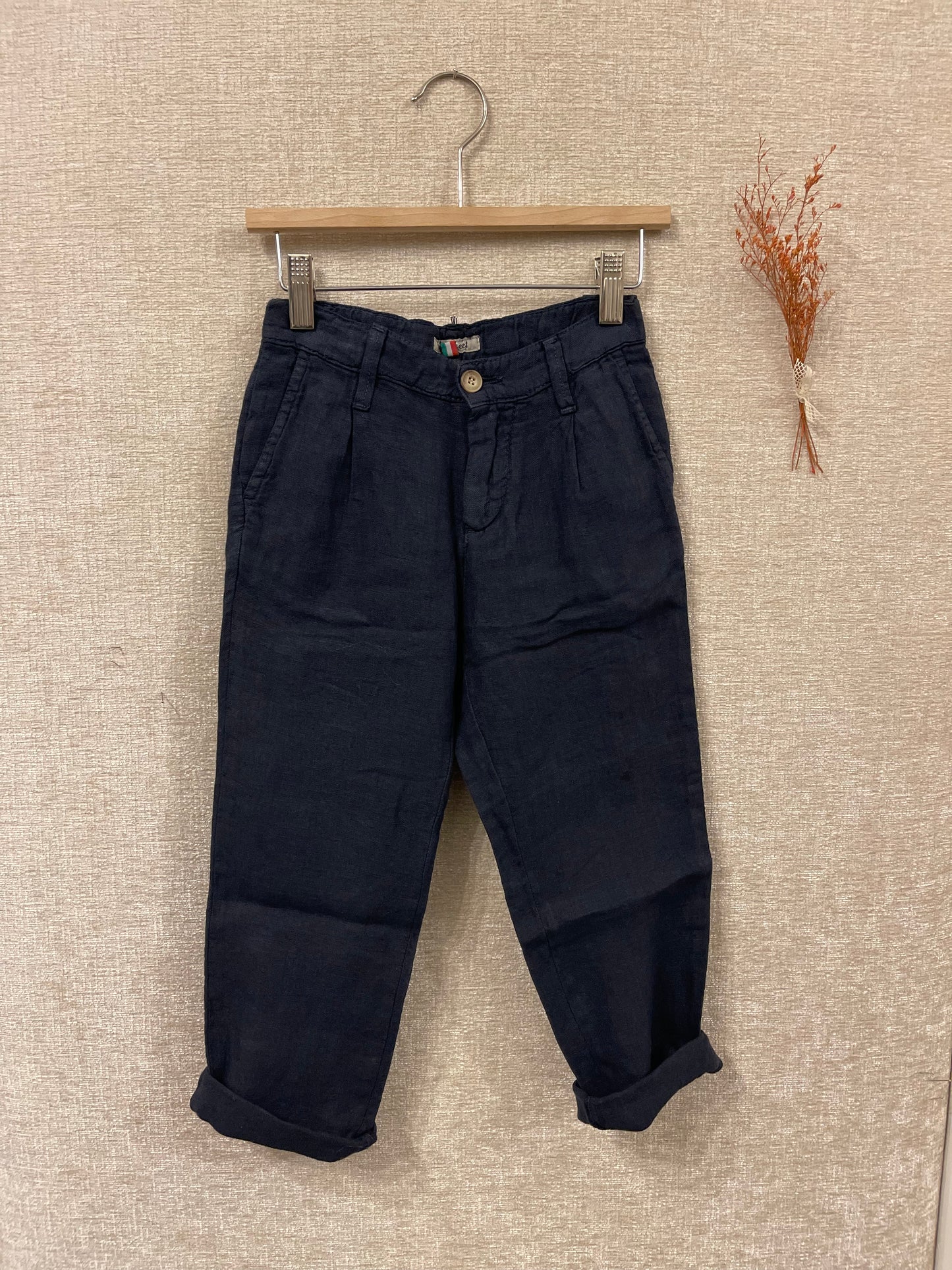 Pantalone blu in lino