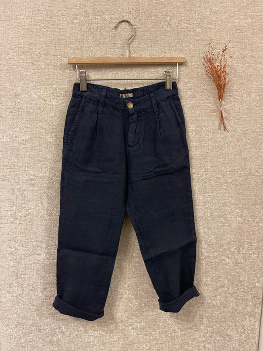 Pantalone blu in lino